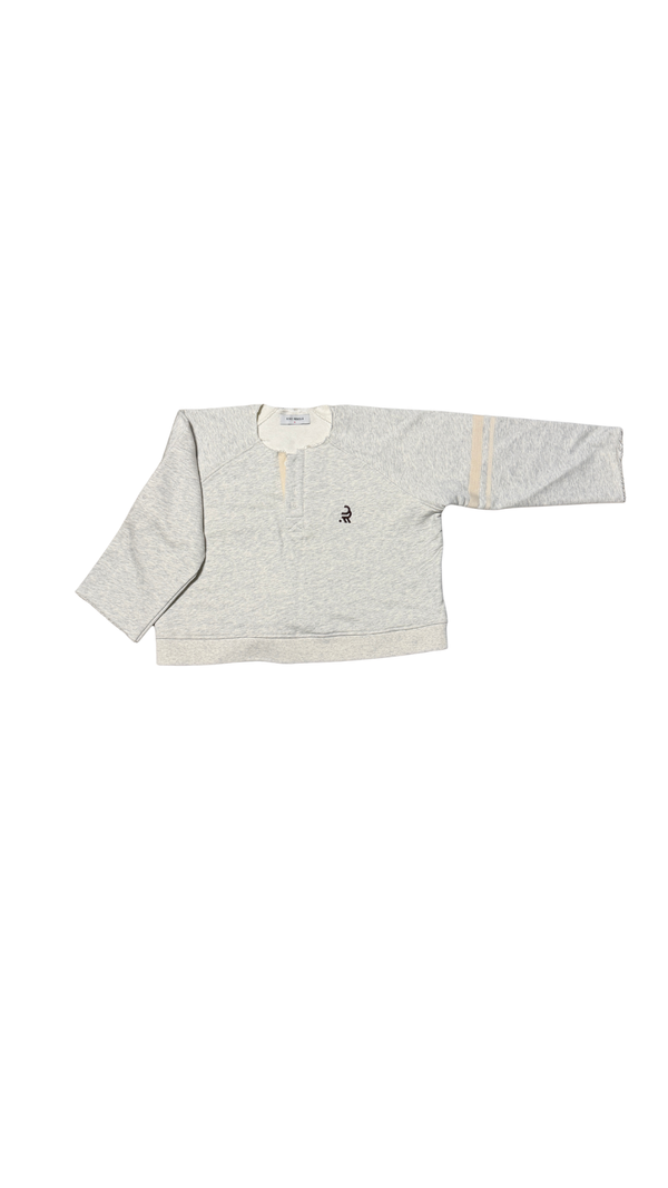 Cropped Split-Neck Sweatshirt — Heather Grey Sample