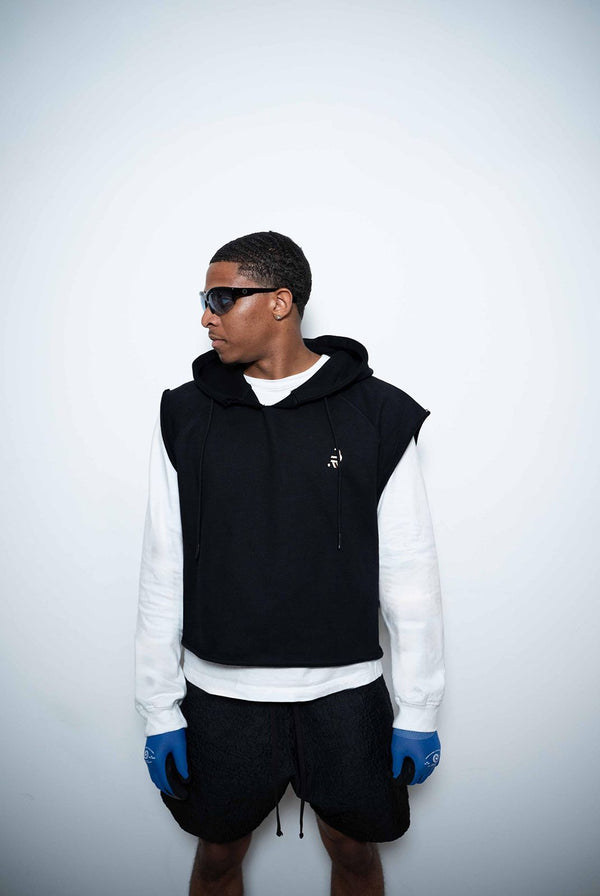 Sleeveless Hoodie — Black Sample